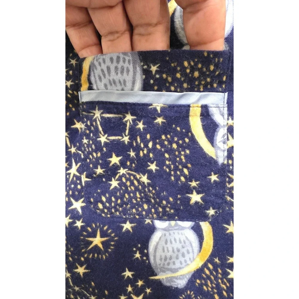 Women's Long Sleeve Button-Down Pajama Top Owl & Starry Night Print Navy Size XS - Picture 5 of 7